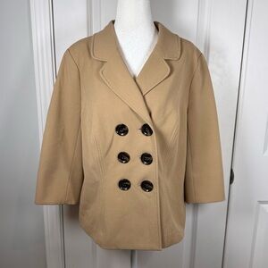 Lane Bryant Camel Brown Tan Double Breasted Blazer 14 Classic Workwear Office